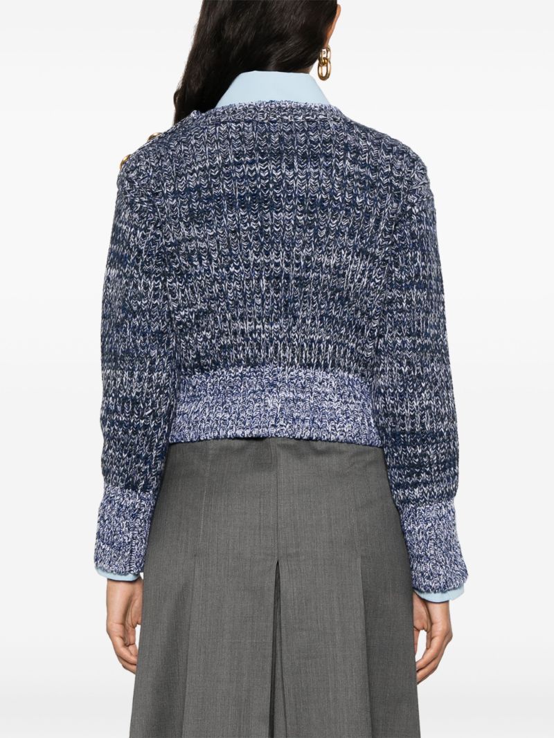 Blue Melange-knit Wool Sweater