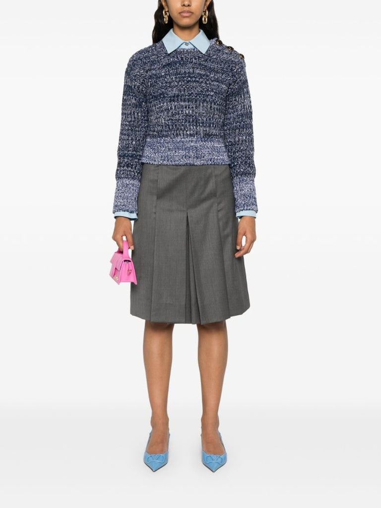 Blue Melange-knit Wool Sweater
