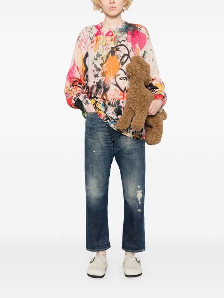 Neutral Graffiti-print Sweater