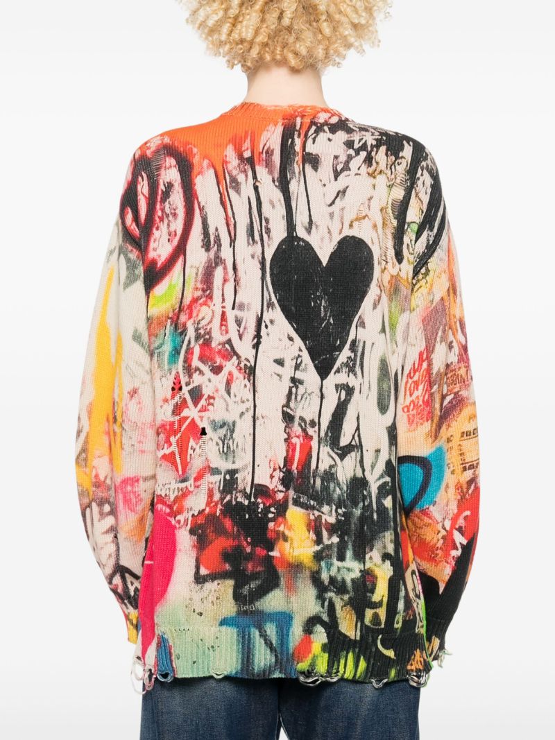 Neutral Graffiti-print Sweater