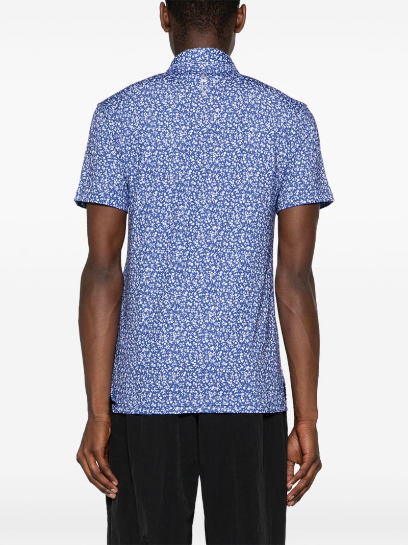 Blue Floral-print Golf Shirt