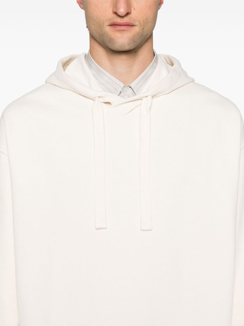 White Drawstring Cotton Hoodie