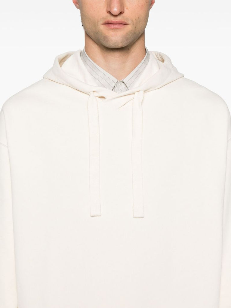White Drawstring Cotton Hoodie