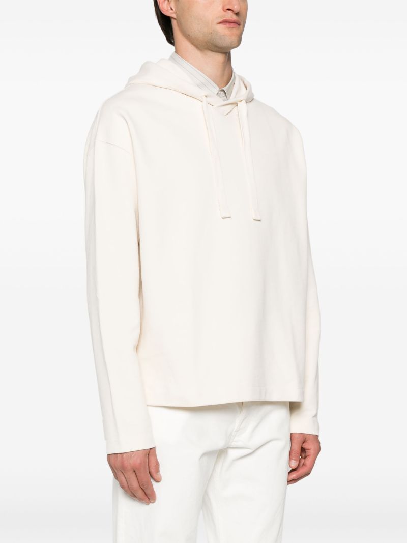 White Drawstring Cotton Hoodie