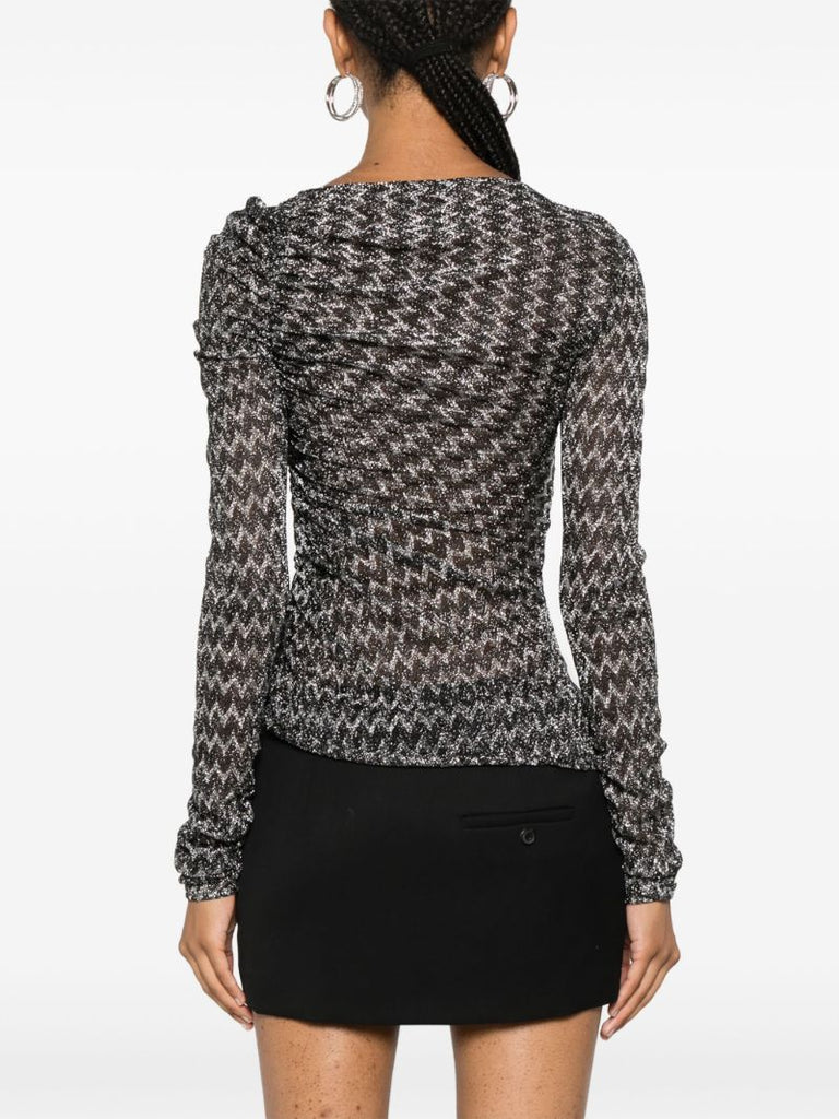 Black Zigzag-knit Top