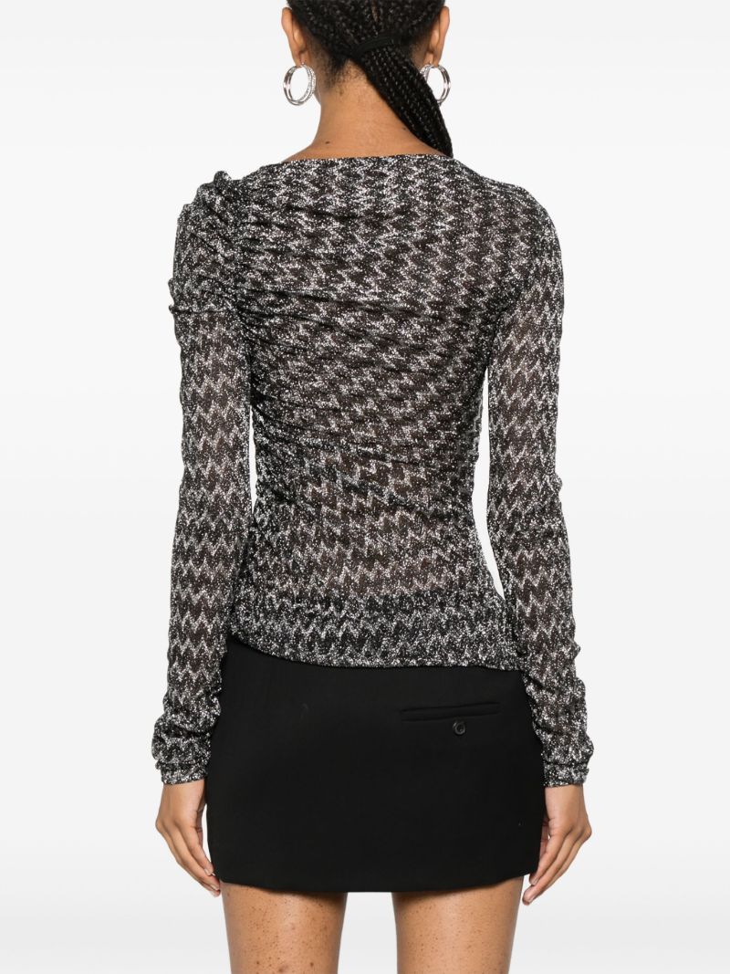 Black Zigzag-knit Top