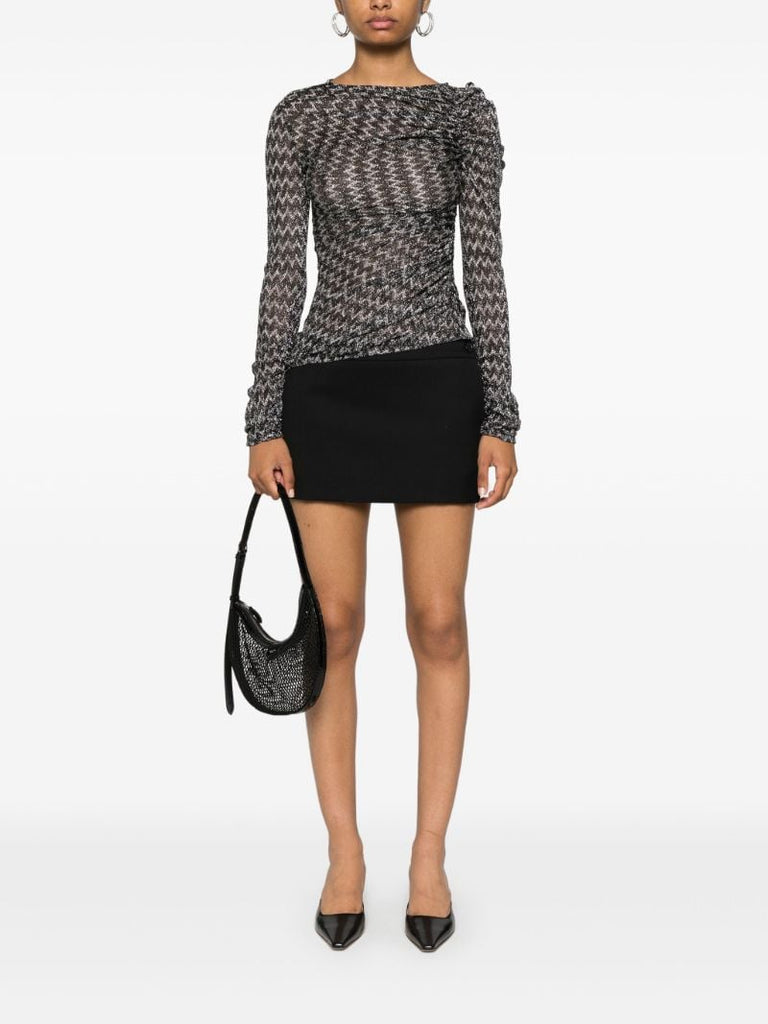 Black Zigzag-knit Top