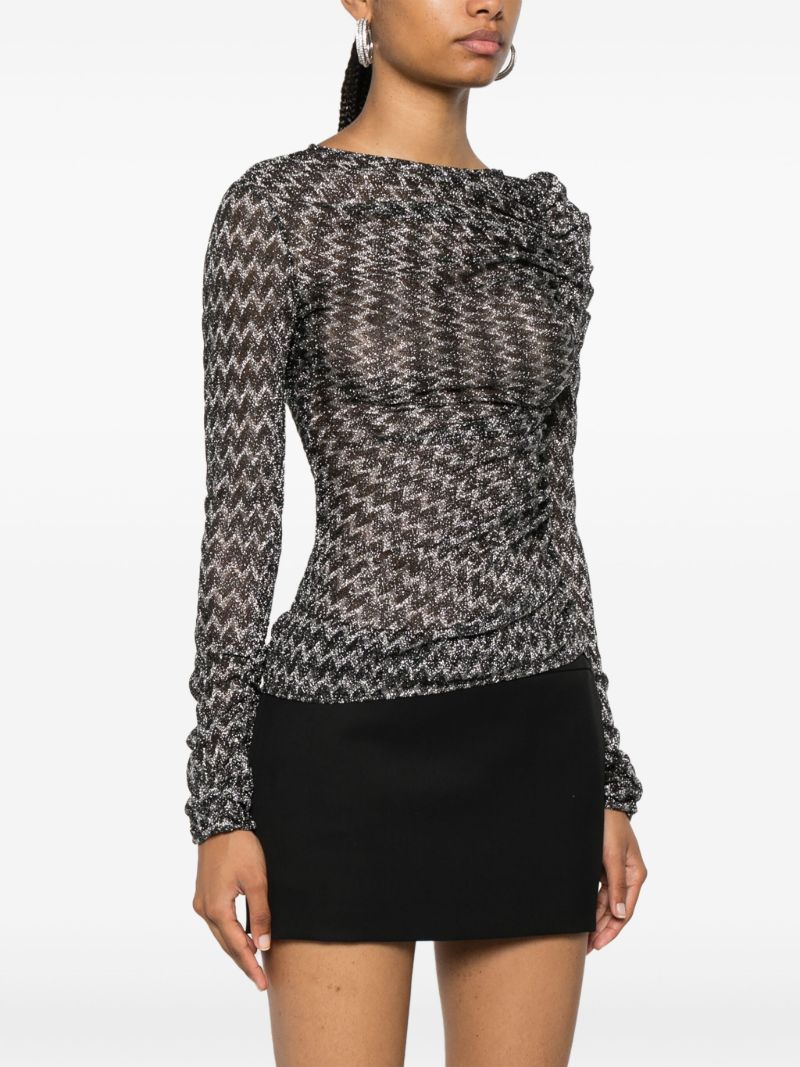 Black Zigzag-knit Top
