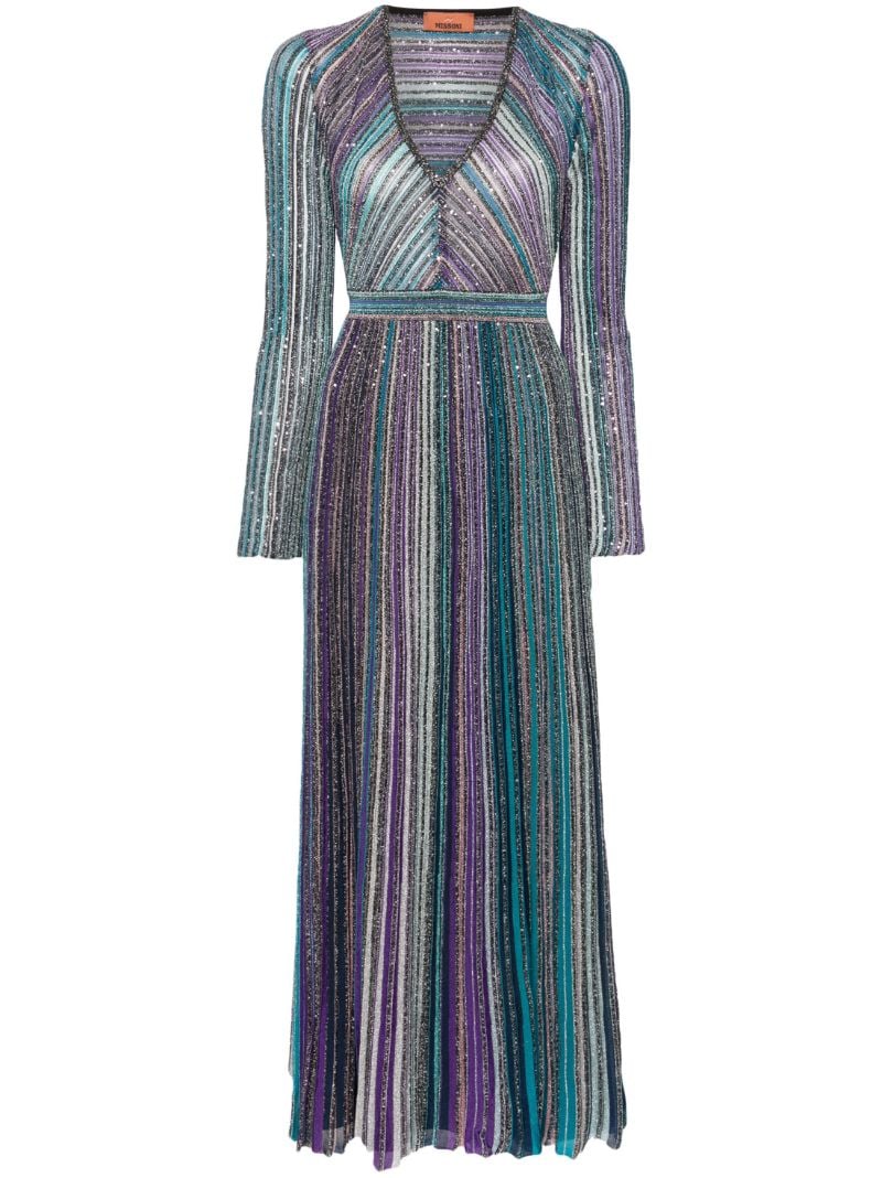 Blue Sequinned Maxi Dress