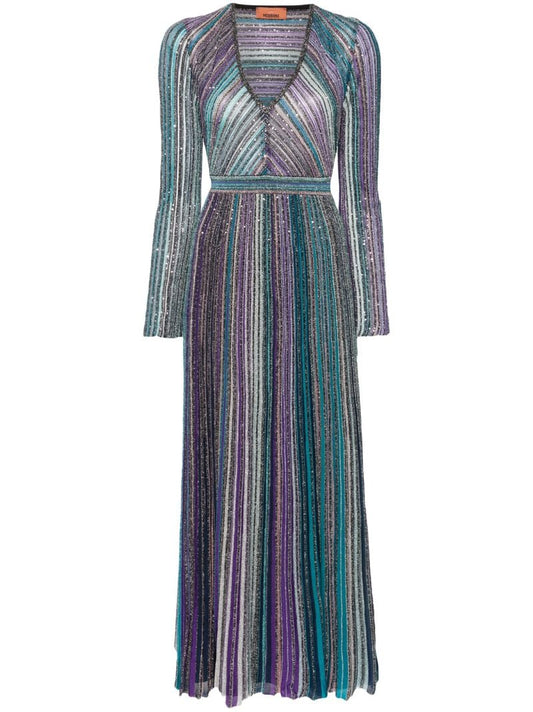 Blue Sequinned Maxi Dress