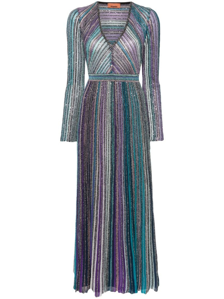 Blue Sequinned Maxi Dress