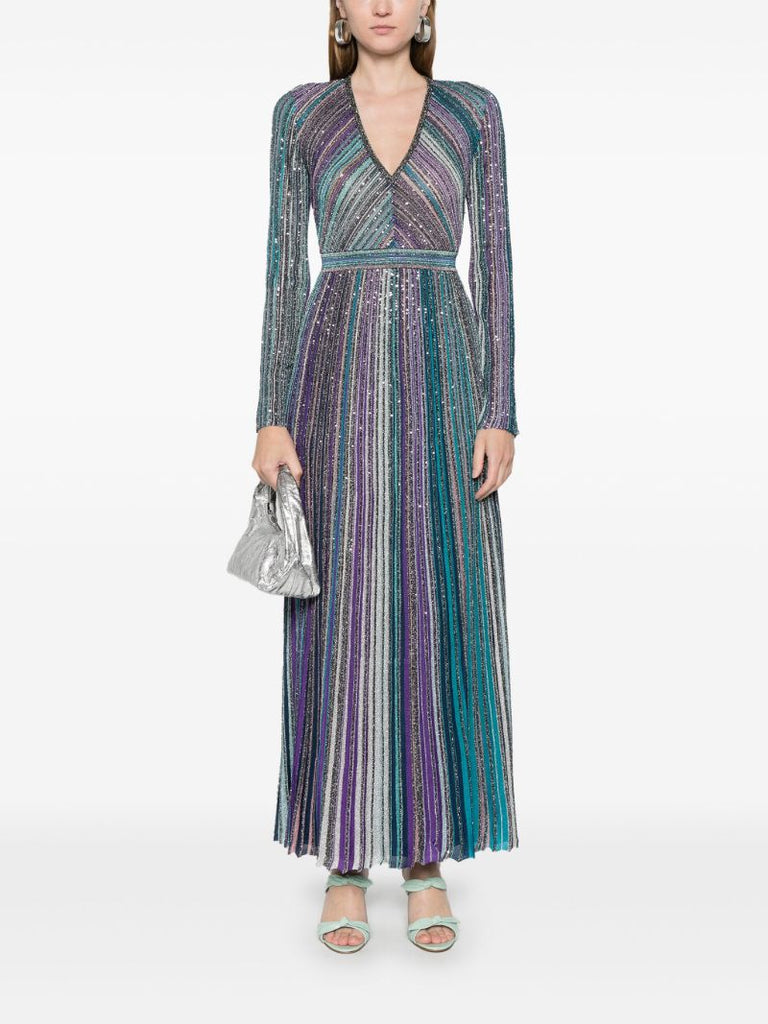 Blue Sequinned Maxi Dress