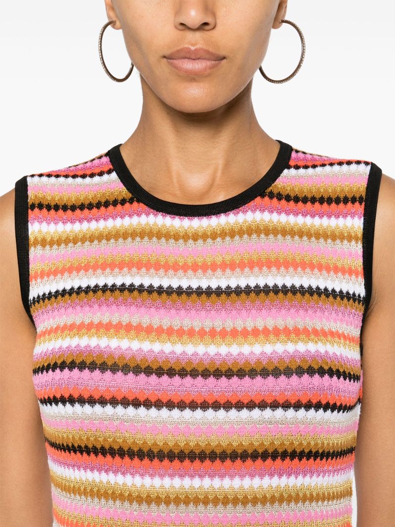 Pink Striped Knitted Midi Dress
