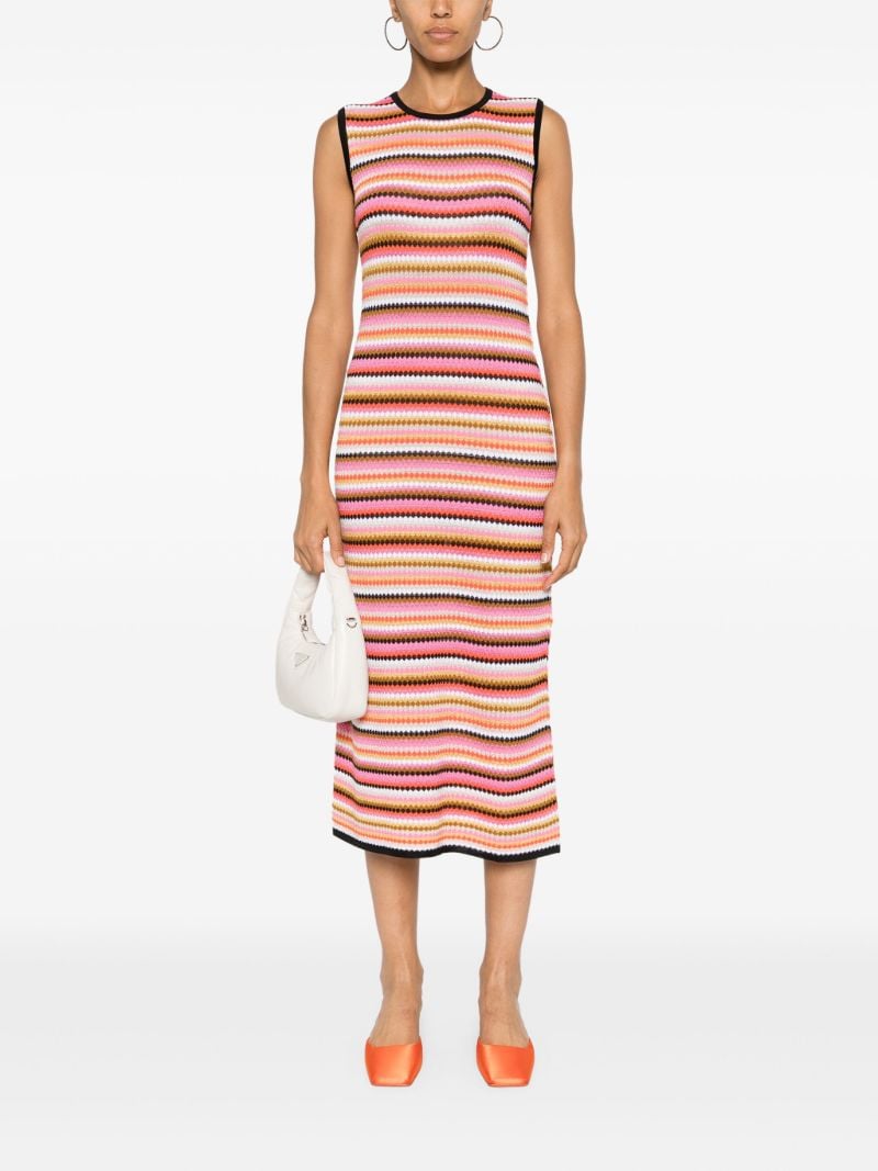 Pink Striped Knitted Midi Dress