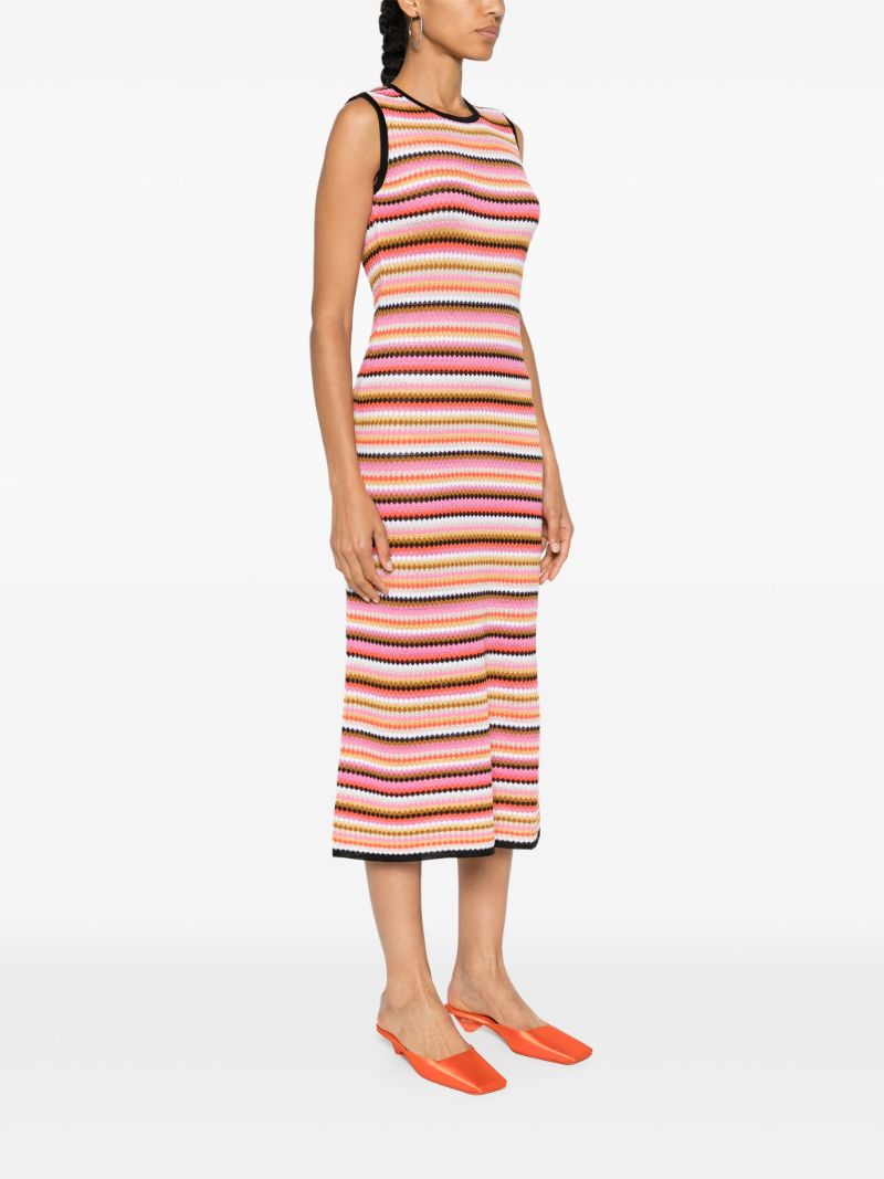 Pink Striped Knitted Midi Dress