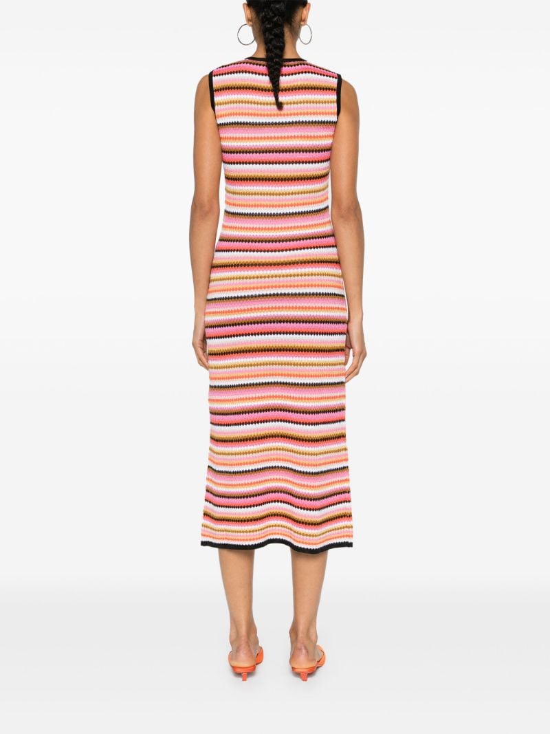 Pink Striped Knitted Midi Dress