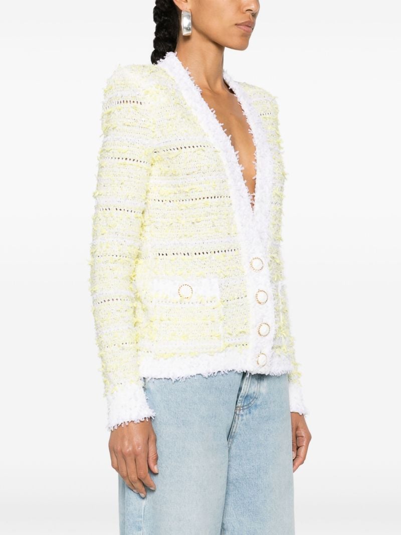 Yellow Tweed Single-breasted Cardigan