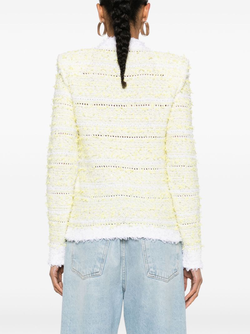 Yellow Tweed Single-breasted Cardigan