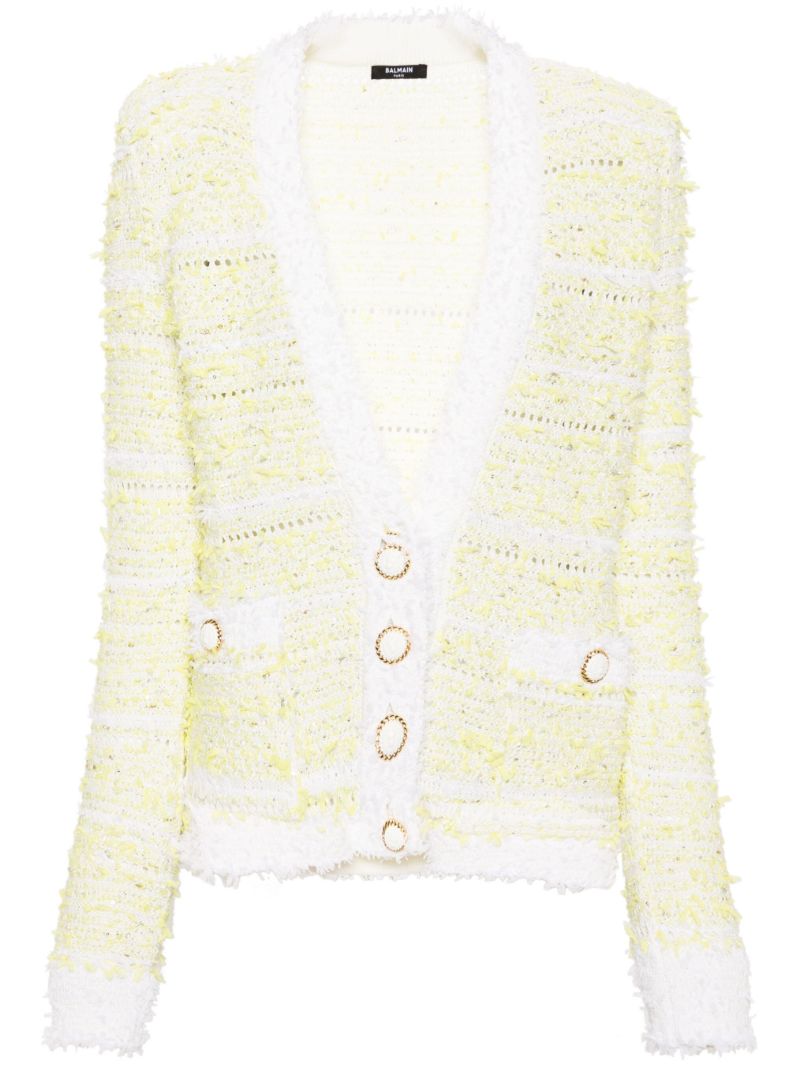Yellow Tweed Single-breasted Cardigan