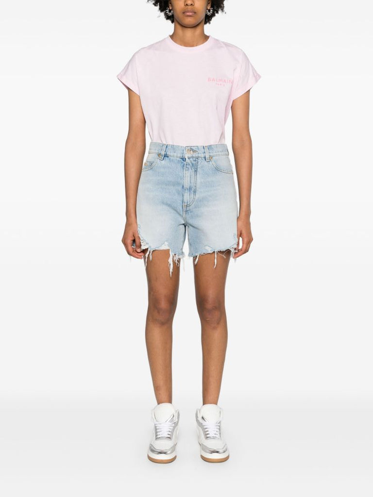 Blue Ripped Denim Shorts