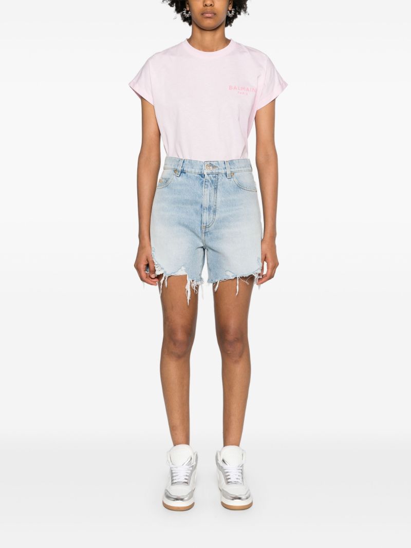 Blue Ripped Denim Shorts