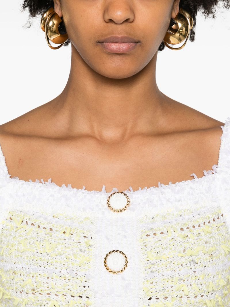 Yellow Button-up Tweed Top
