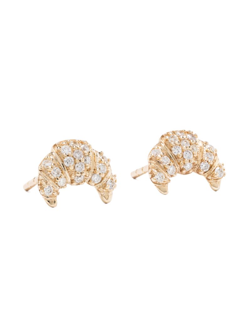 14k Yellow Gold Croissant Diamond Earrings