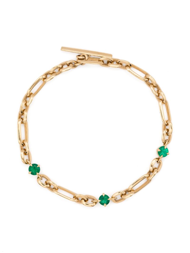 18k Yellow Gold Emerald Station Bracelet