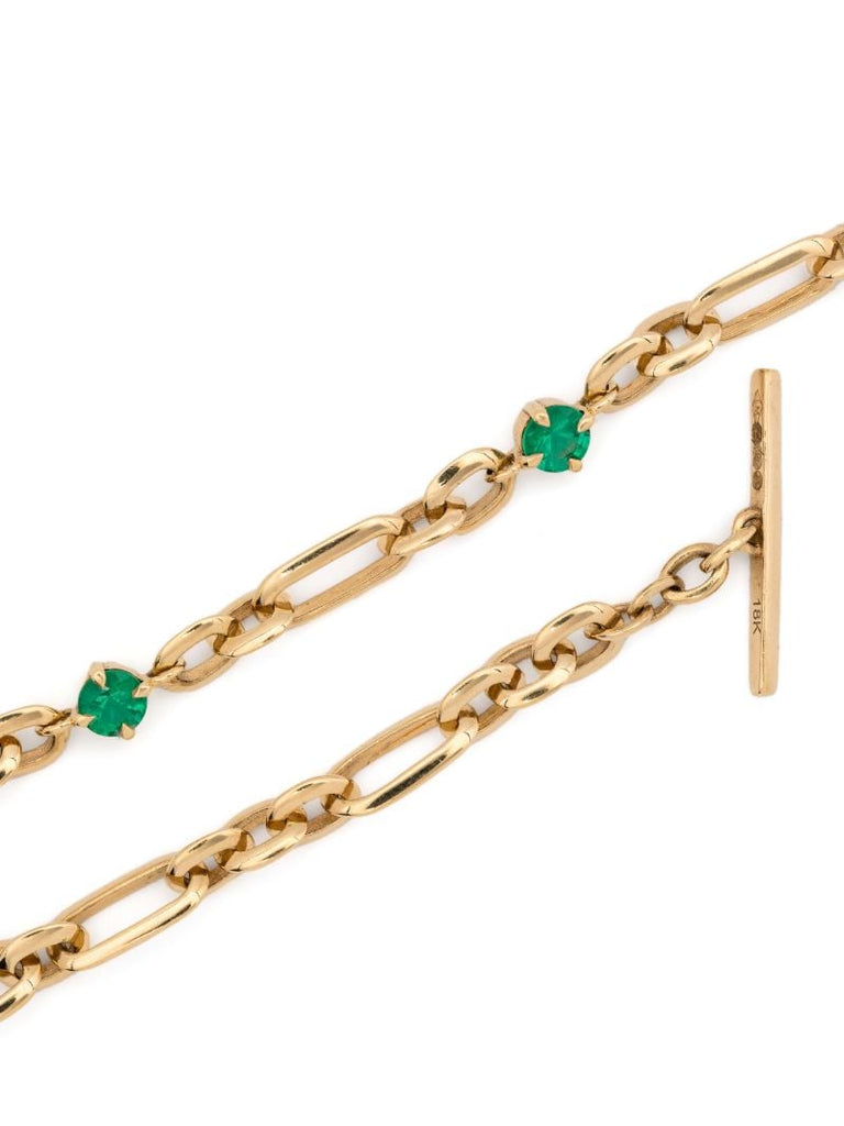 18k Yellow Gold Emerald Station Bracelet