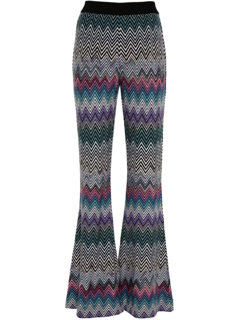 Blue Flared Zigzag Trousers