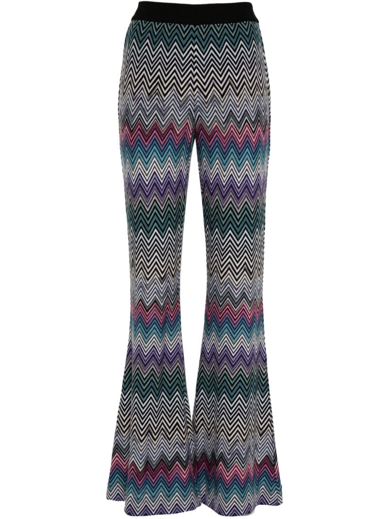 Blue Flared Zigzag Trousers
