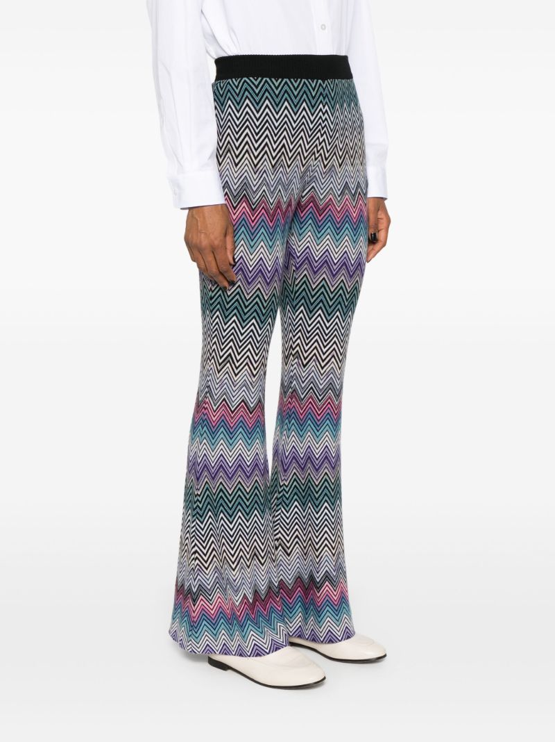 Blue Flared Zigzag Trousers