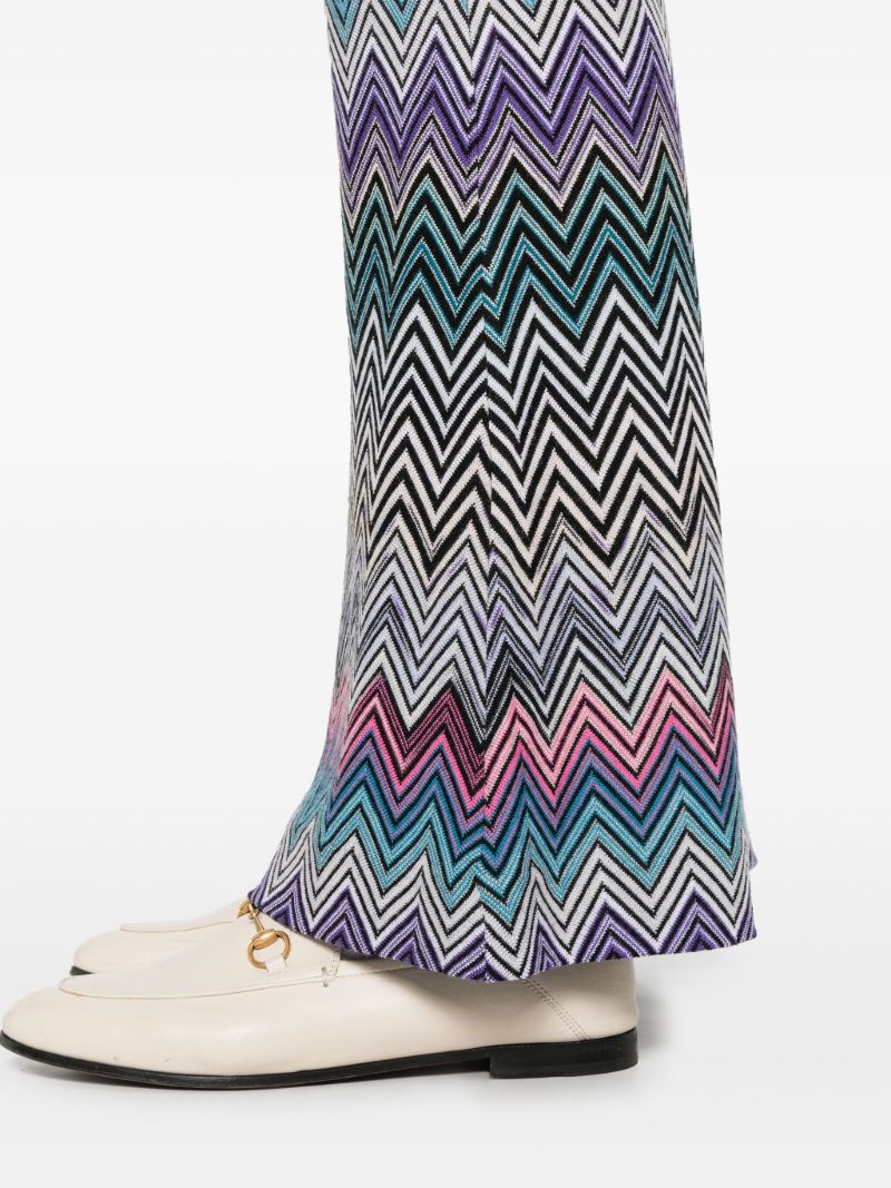 Blue Flared Zigzag Trousers