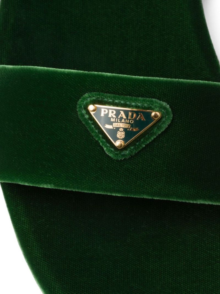 Green Triangle Logo Velvet Slides