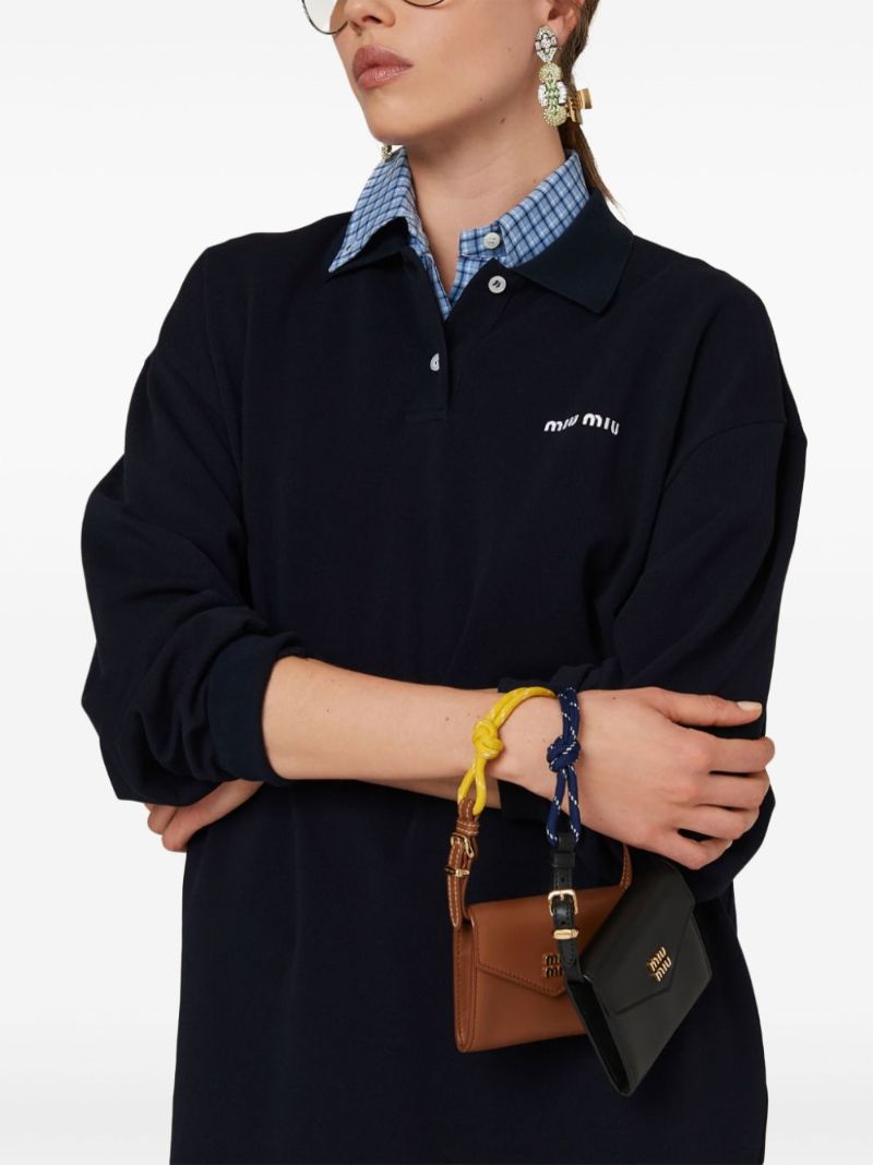 Blue Logo-embroidery Cotton Polo Shirt