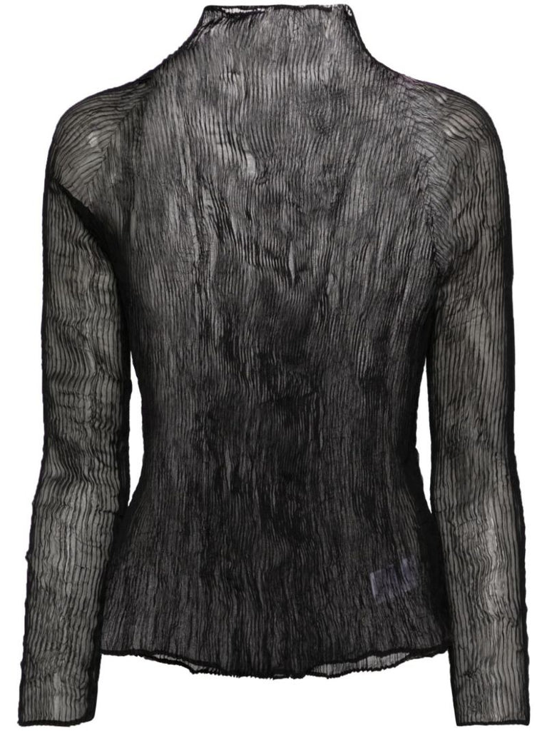 Black Chiffon Twist Pleated Top