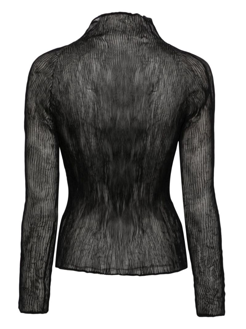 Black Chiffon Twist Pleated Top