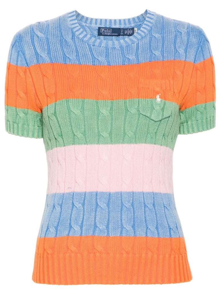 Multicolour Colour-block Cotton Knitted Top