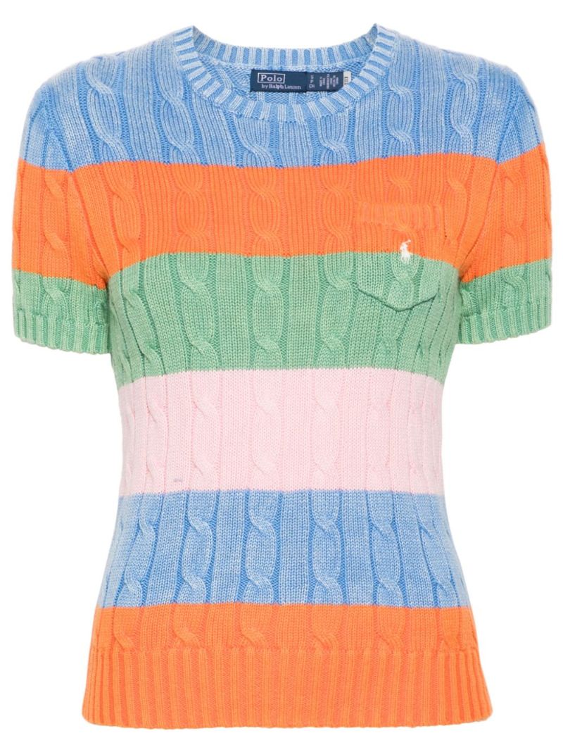 Multicolour Colour-block Cotton Knitted Top
