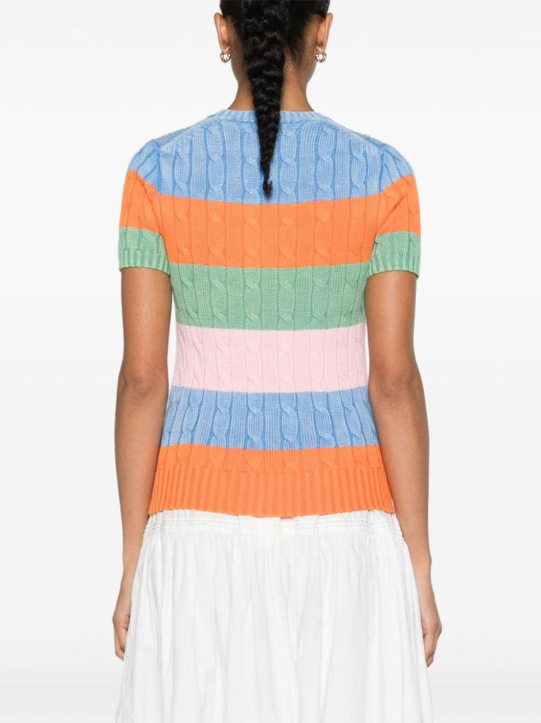 Multicolour Colour-block Cotton Knitted Top