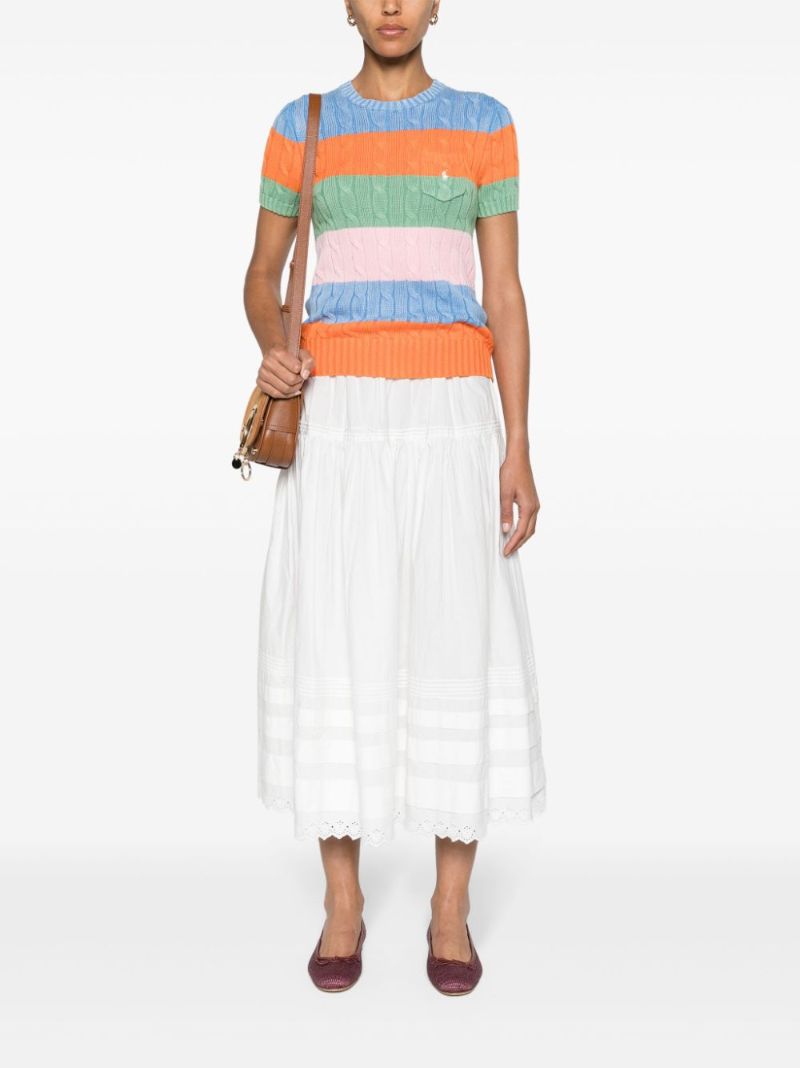 Multicolour Colour-block Cotton Knitted Top