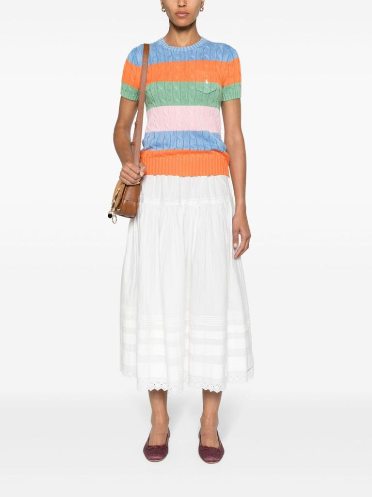 Multicolour Colour-block Cotton Knitted Top