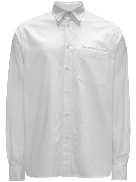White Logo Pocket Cotton Shirt
