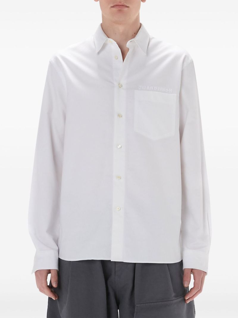 White Logo Pocket Cotton Shirt