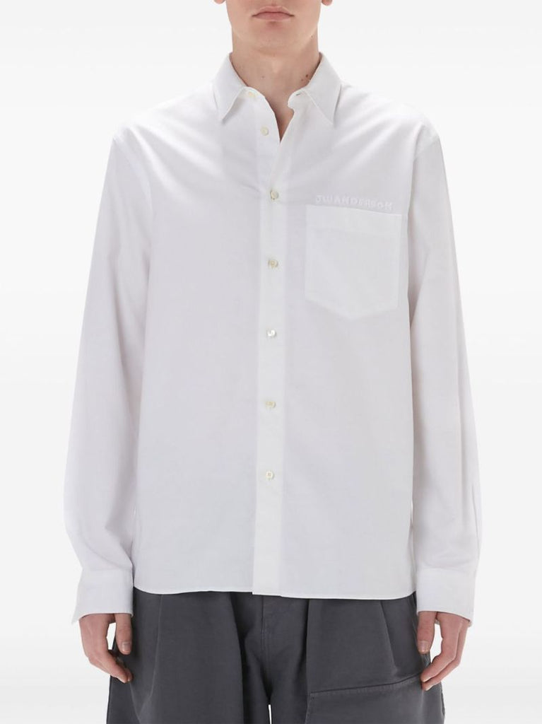 White Logo Pocket Cotton Shirt