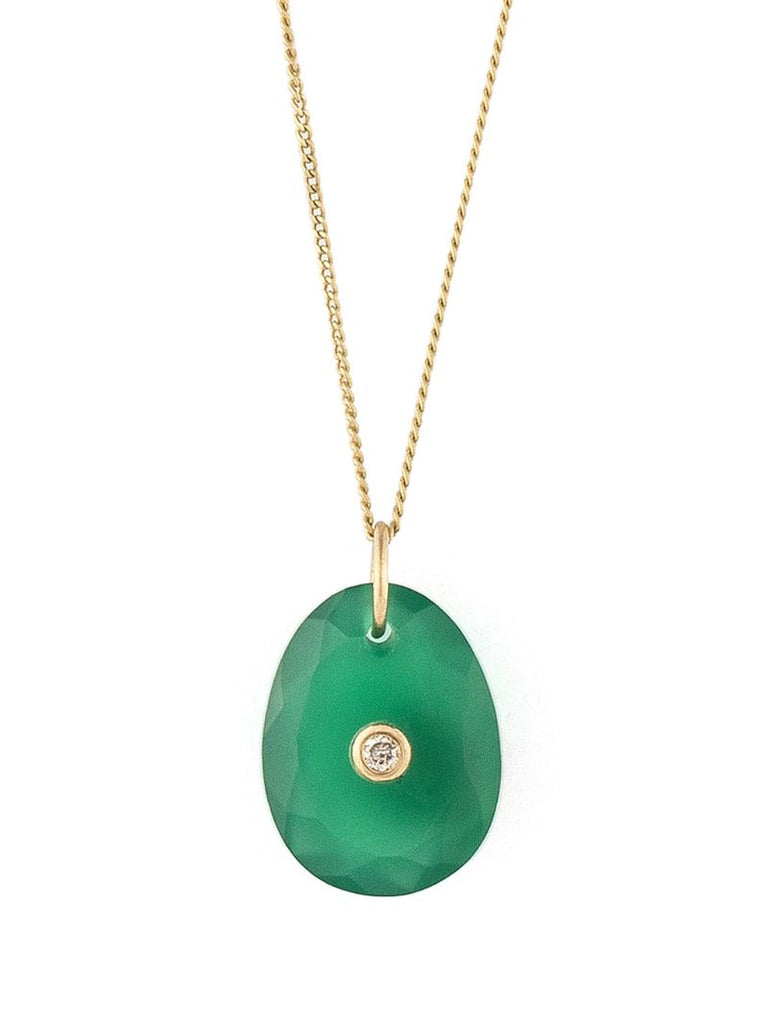 Gold Onyx Stone and Diamond Necklace