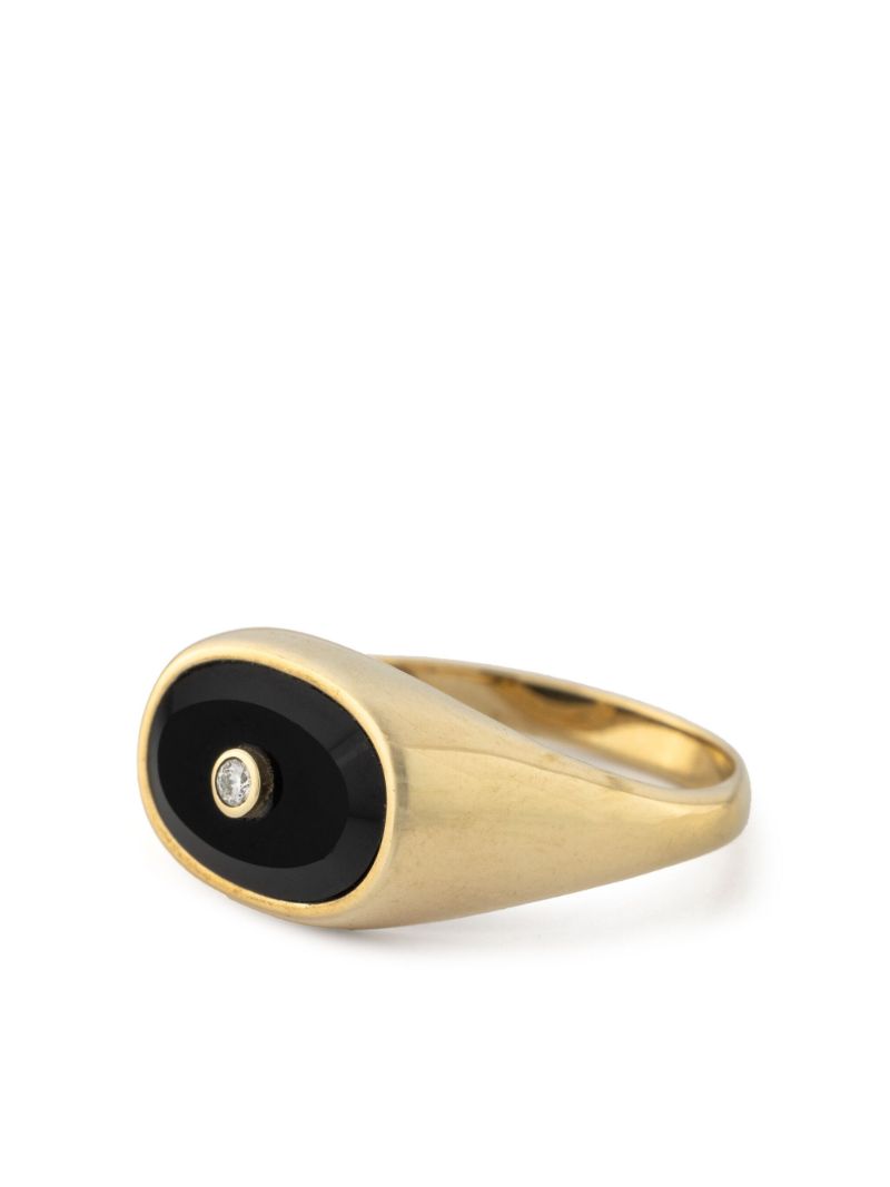 Gold Onyx and Diamond Ring