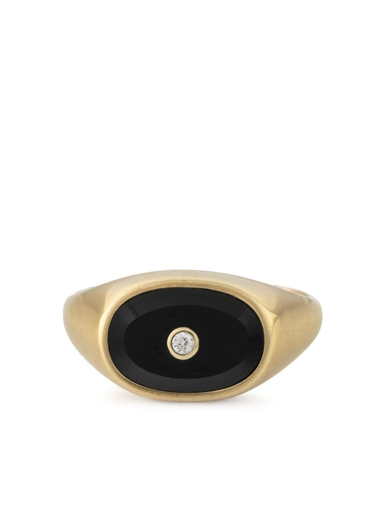 Gold Onyx and Diamond Ring