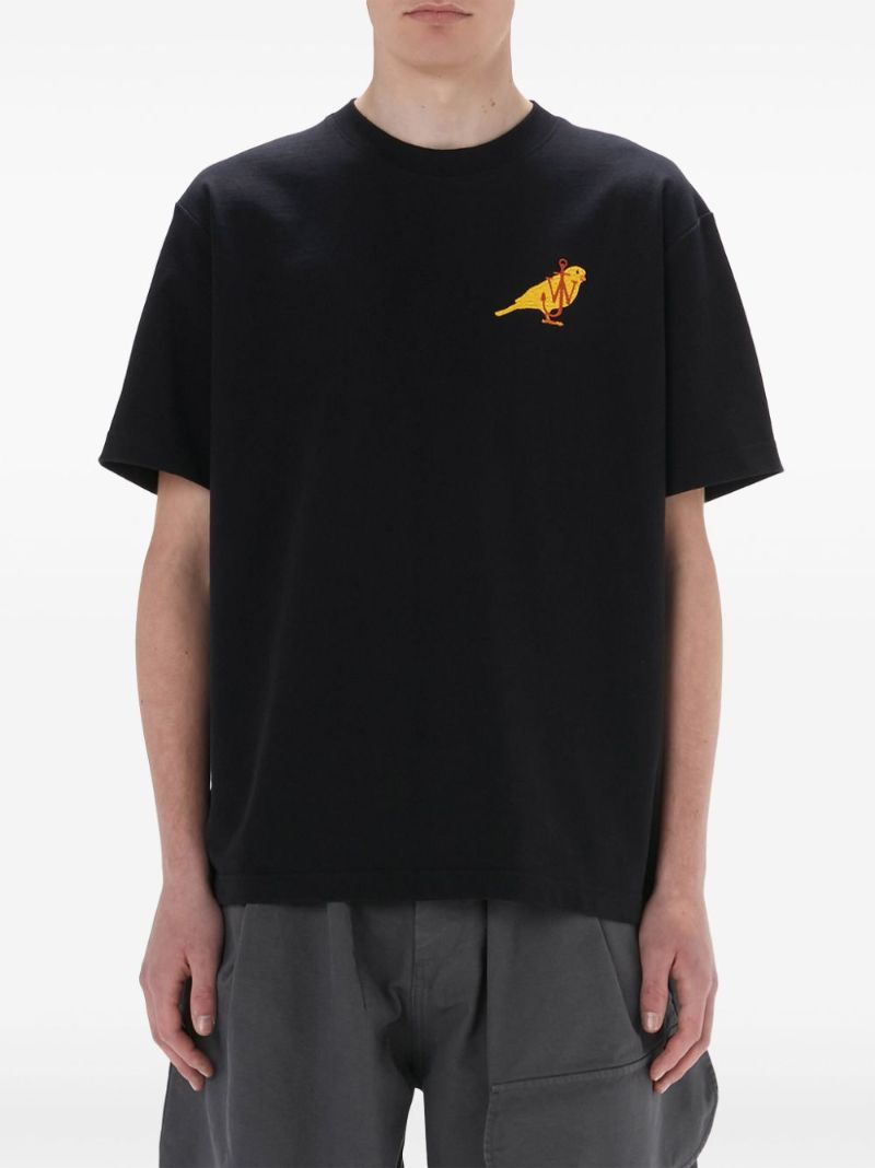 Black Canary-embroidered Organic Cotton T-shirt
