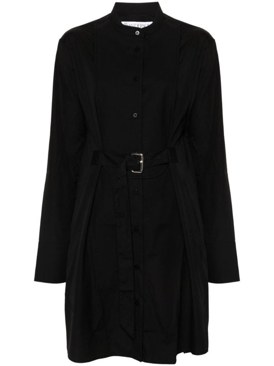 Black Belted Cotton Dress